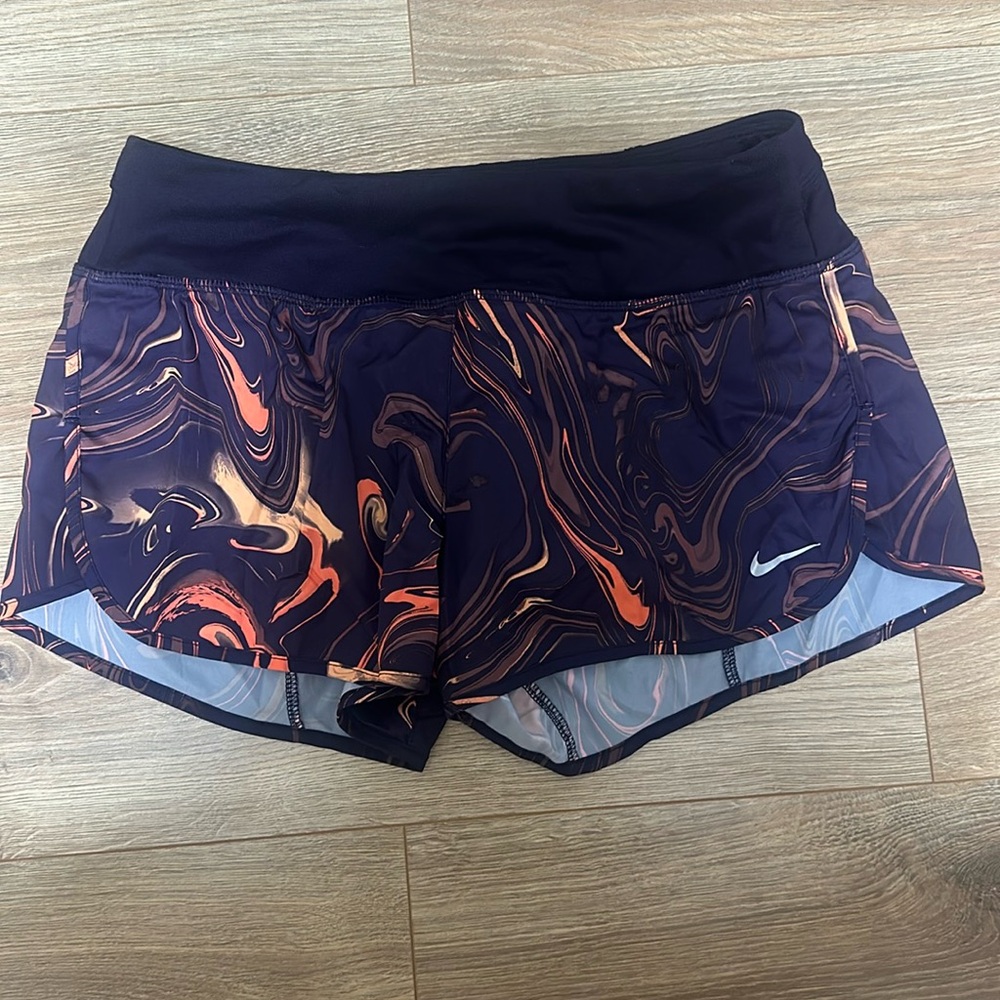 Nike Running Purple & Orange Swirl nylon shorts